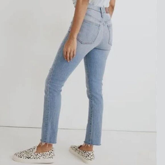 Madewell The Perfect Vintage Jeans Medium Blue Denim Raw Hem High Rise Cotton 25 - Picture 2 of 16